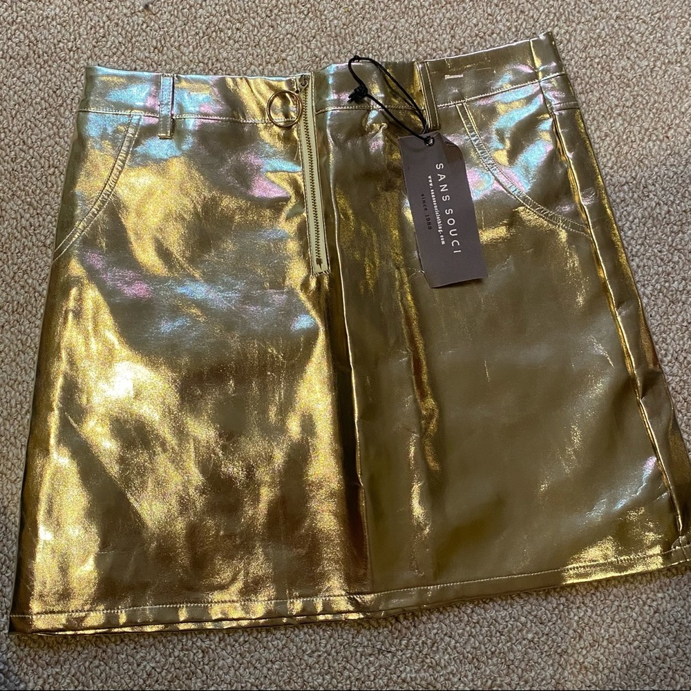NWT Gold Metallic Gameday Skirt sz Large